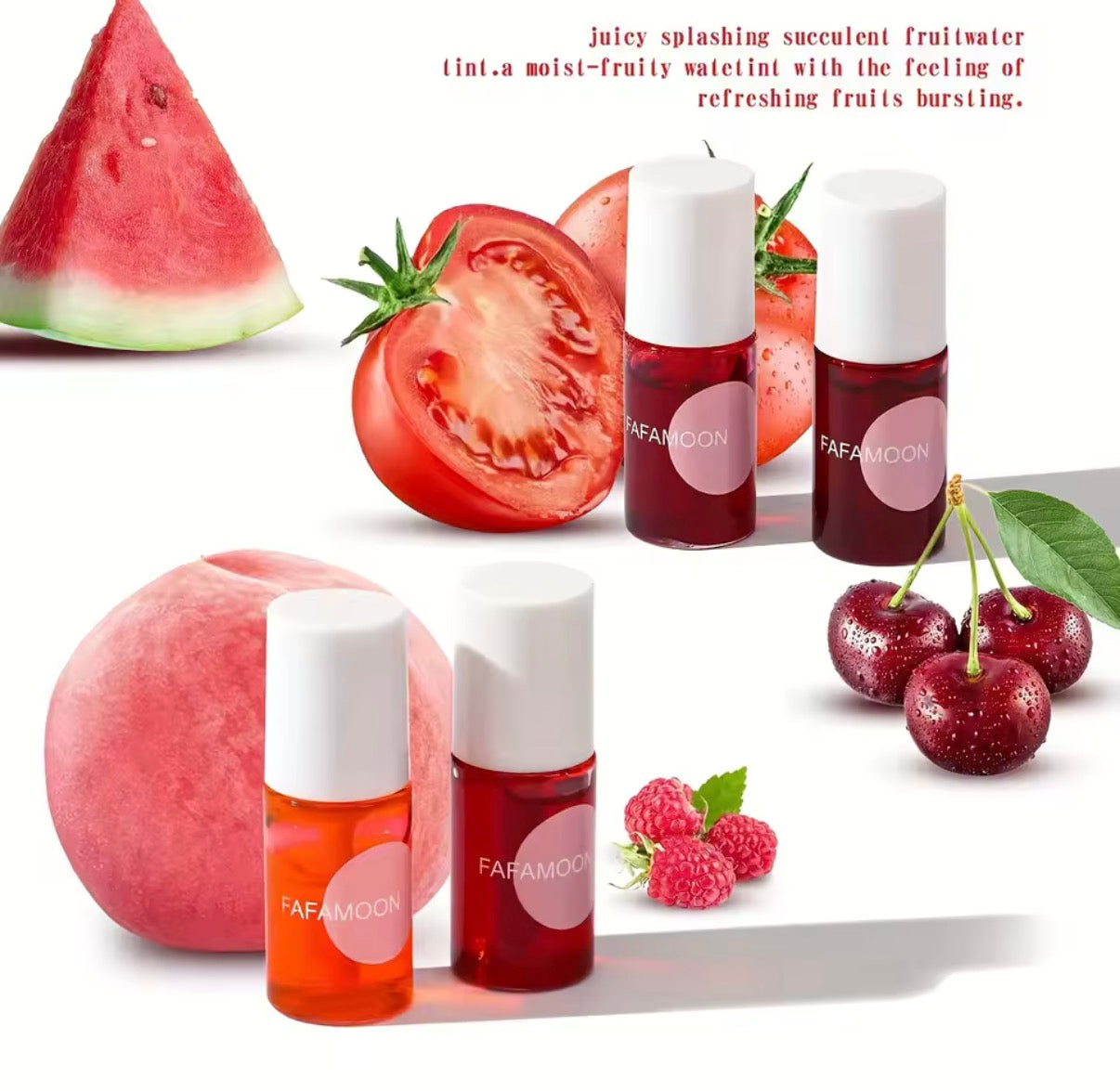 4-Farben Fruchtige Lippen-Tönung – Wasser-Glanz, intensive Farbe & ultraleichter Tragekomfort