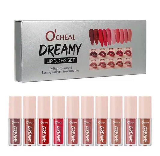 10-teiliges Feuchtigkeitsspendendes Lippenstift-Set – Funkelnder, Glänzender, Langanhaltender Lipgloss für Unwiderstehlich Volle Lippen